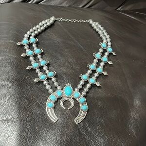 Squash Blossom Necklace with Faux Turquoise